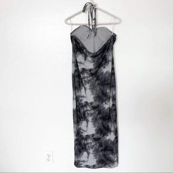 NWT Zara Tie Dye Ribbed Bodycon Halter Midi Dress - Picture 8 of 9